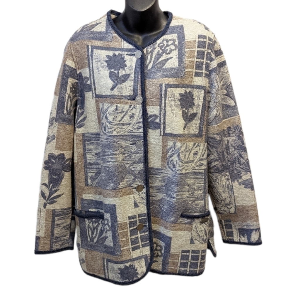 GIESSWEIN blue floral wool cardigan size 14